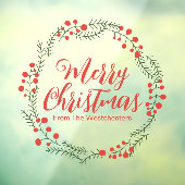 Vrolijk kerstrood script rustieke krans lijst raamsticker (Vel 3)