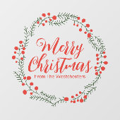 Vrolijk kerstrood script rustieke krans lijst raamsticker (Vel)
