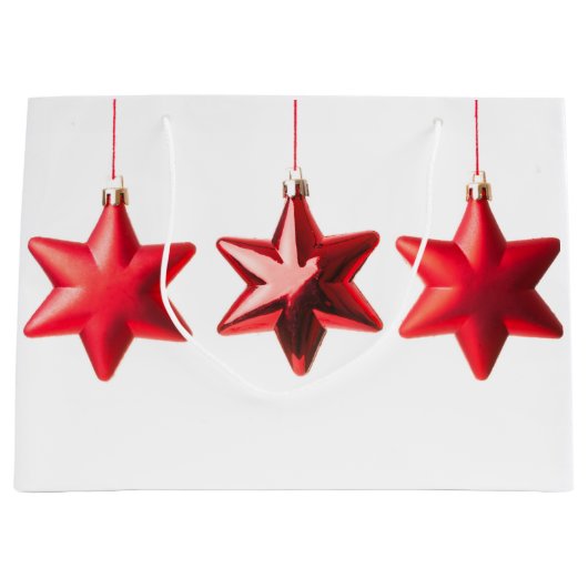 Vrolijk kerstrood sterren versierd met tekst groot cadeauzakje (Voorkant)