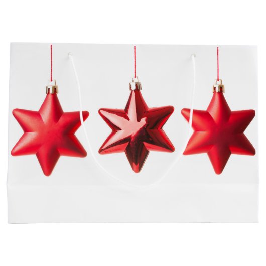 Vrolijk kerstrood sterren versierd met tekst groot cadeauzakje (Achterkant)
