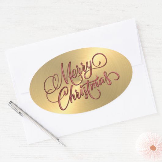 Vrolijk kerstrood Sticker in reliëf (Envelop)