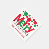 Vrolijk kerstrood Stip Typografie Monogram Servet (Hoek)