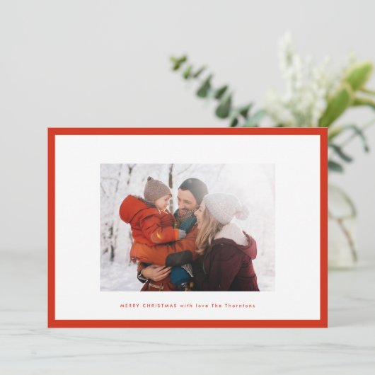 Vrolijk kerstrood | Thin Photo lijst op maat Feestdagenkaart (Staand voorkant)