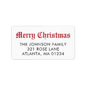 Vrolijk Kerstrood Traditionele Script Kalligrafie Etiket (Voorkant)