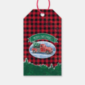 Vrolijk kerstrood Truck Buffalo Pset Cadeaulabel (Voorkant)