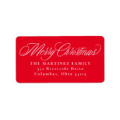 Vrolijk kerstrood vakantie retour adres etiket (Voorkant)