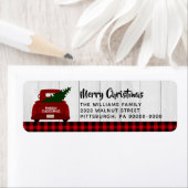 Vrolijk kerstrood veer etiket (Insitu)