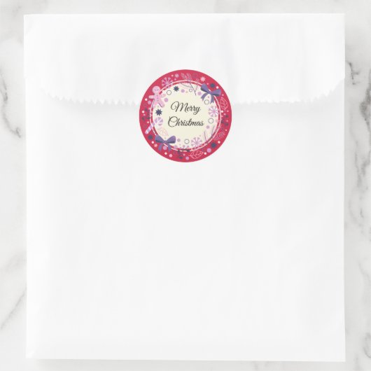 Vrolijk kerstrood versieringen ronde sticker (Tas)