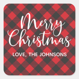 Vrolijk kerstrood vierkante sticker