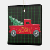 Vrolijk kerstrood vrachtwagen met Tree Ceramic Orn Keramisch Ornament (Links)