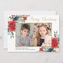 Vrolijk kerstrood waterverf twee foto