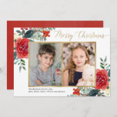 Vrolijk kerstrood waterverf twee foto (Voorkant / Achterkant)