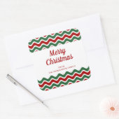 Vrolijk kerstrood wit gestreept vierkante sticker (Envelop)