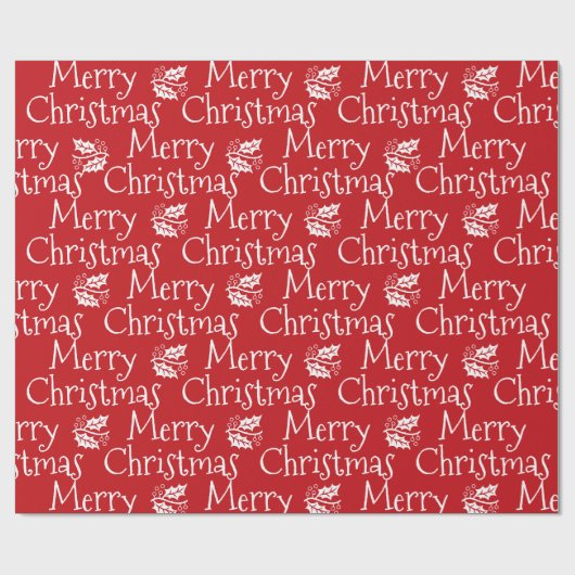 Vrolijk kerstrood wit mistletoe schattig modern cadeaupapier (Vlak)