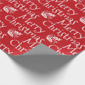 Vrolijk kerstrood wit mistletoe schattig modern cadeaupapier (Hoek)