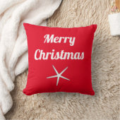 Vrolijk kerstrood Wit Nautical Starfish Gift Kussen (Deken)