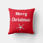 Vrolijk kerstrood Wit Nautical Starfish Gift Kussen (Achterkant)