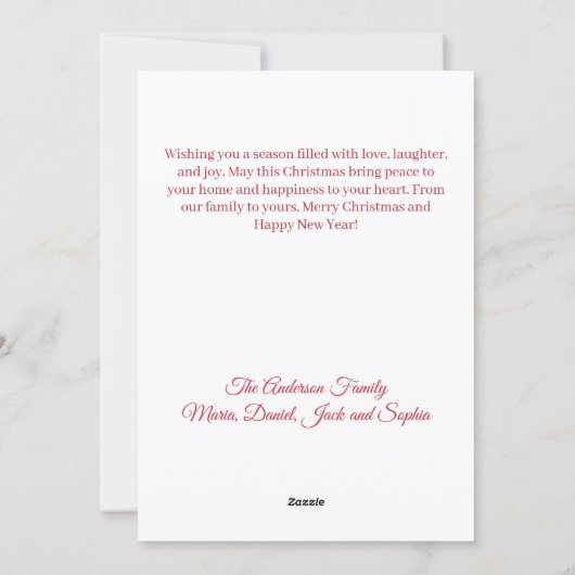 Vrolijk Kerstrood wit retro fotokaart Feestdagenkaart (Achterkant)