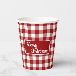Vrolijk kerstrood Witte Buffalo Check Party Papieren Bekers