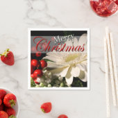 Vrolijk kerstrood-witte feestbloemen servetten (Insitu)