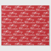 Vrolijk kerstrood witte kalligrafie elegant chic cadeaupapier (Vlak)
