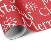 Vrolijk kerstrood witte sneeuwvlokken schattig mod cadeaupapier (Rol Hoek)