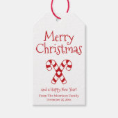 Vrolijk kerstrood witte snoepsuikerriet, schattig cadeaulabel (Voorkant)