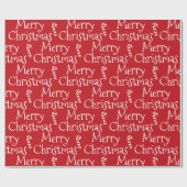 Vrolijk kerstrood witte snoepsuikerriet schattig m cadeaupapier (Vlak)