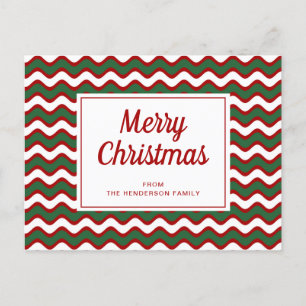 Vrolijk kerstrood-witte strepen golven briefkaart