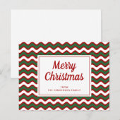 Vrolijk kerstrood-witte strepen golven briefkaart (Voorkant / Achterkant)