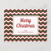 Vrolijk kerstrood-witte strepen golven briefkaart (Voorkant)