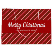 Vrolijk kerstrood-witte strepen groot cadeauzakje (Achterkant)