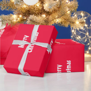 Vrolijk kerstrood Witte Striped Sjabloon Cadeaupapier