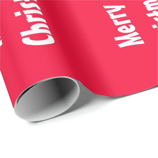 Vrolijk kerstrood Witte Striped Sjabloon Cadeaupapier (Rol Hoek)