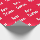 Vrolijk kerstrood Witte Stripes Klassiek Cadeaupapier (Hoek)