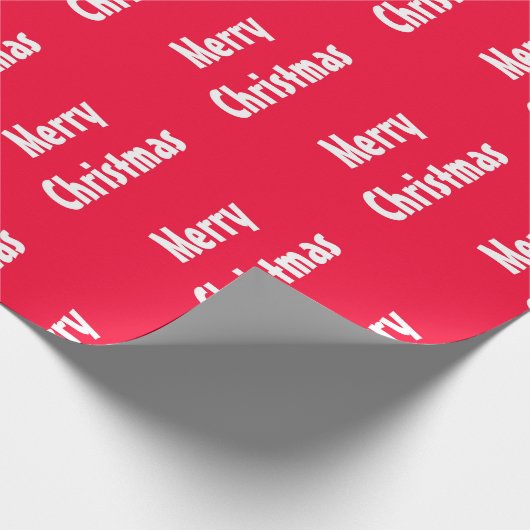 Vrolijk kerstrood Witte Stripes Klassiek Cadeaupapier (Hoek)