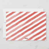 Vrolijk kerstrood Witte Stripes Moderne Foto Feestdagenkaart (Achterkant)