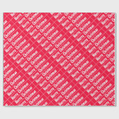 Vrolijk kerstrood Witte Stripes Sjabloon Cadeaupapier (Vlak)