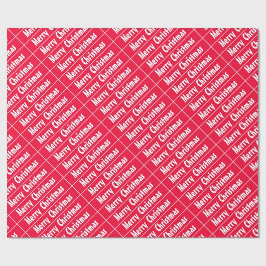 Vrolijk kerstrood Witte Stripes Sjabloon Cadeaupapier (Vlak)