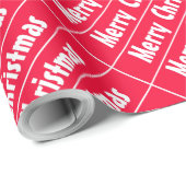 Vrolijk kerstrood Witte Stripes Sjabloon Cadeaupapier (Rol Hoek)