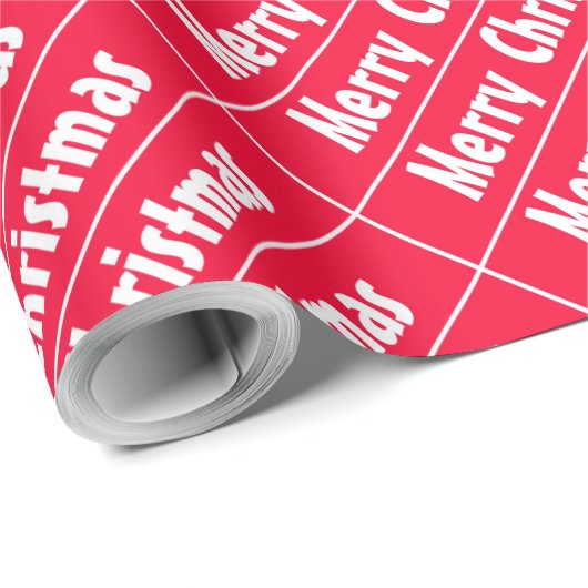 Vrolijk kerstrood Witte Stripes Sjabloon Cadeaupapier (Rol Hoek)