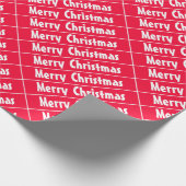 Vrolijk kerstrood Witte Stripes Sjabloon Cadeaupapier (Hoek)