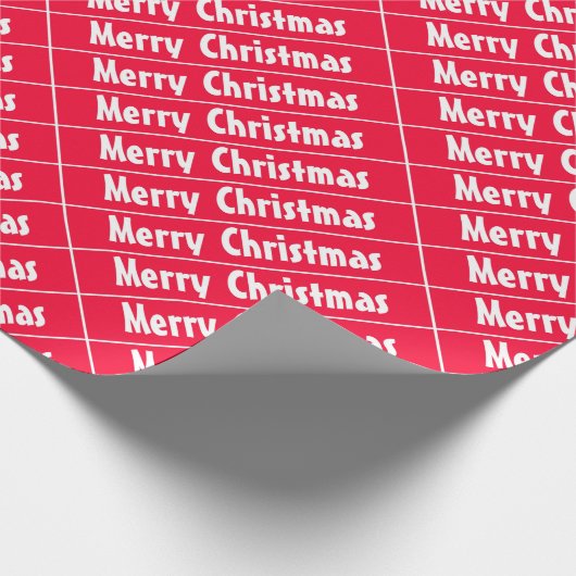 Vrolijk kerstrood Witte Stripes Sjabloon Cadeaupapier (Hoek)