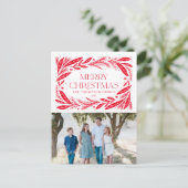 Vrolijk kerstrood Wreath Briefkaart (Staand voorkant)