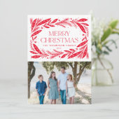 Vrolijk kerstrood Wreath Kaart (Staand voorkant)