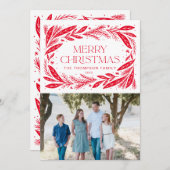 Vrolijk kerstrood Wreath Kaart (Voorkant / Achterkant)