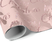 Vrolijk kerstRoos Floral Glitter Script Cottage Cadeaupapier (Rol Hoek)