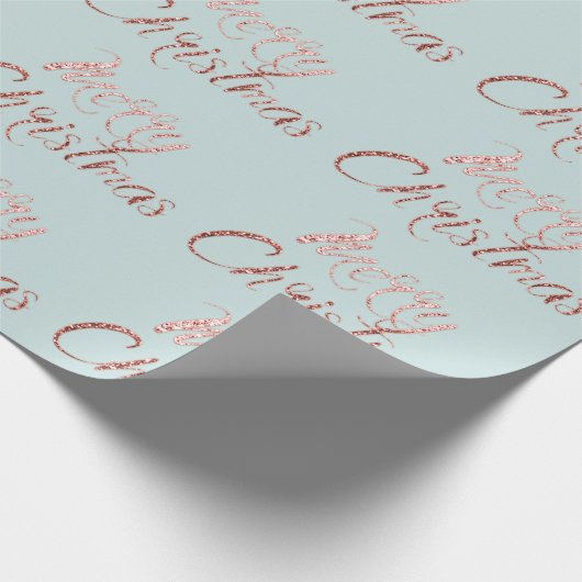 Vrolijk kerstRoos Gold Blue Cottage Cadeaupapier (Hoek)