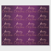 Vrolijk kerstRoos Gold Glitter Paars Cottage Cadeaupapier (Vlak)