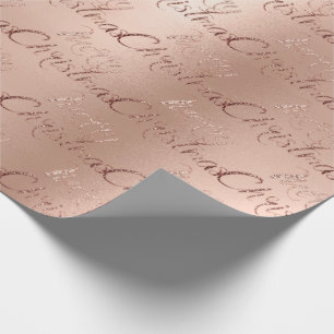 Vrolijk kerstRoos Gold Glitter Script Elegant1 Cadeaupapier